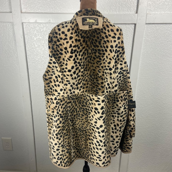 Donna Salyers Fabulous-Furs Leopard Lined Faux Suede Coat Women’s XL Y2K Glam - Picture 9 of 10